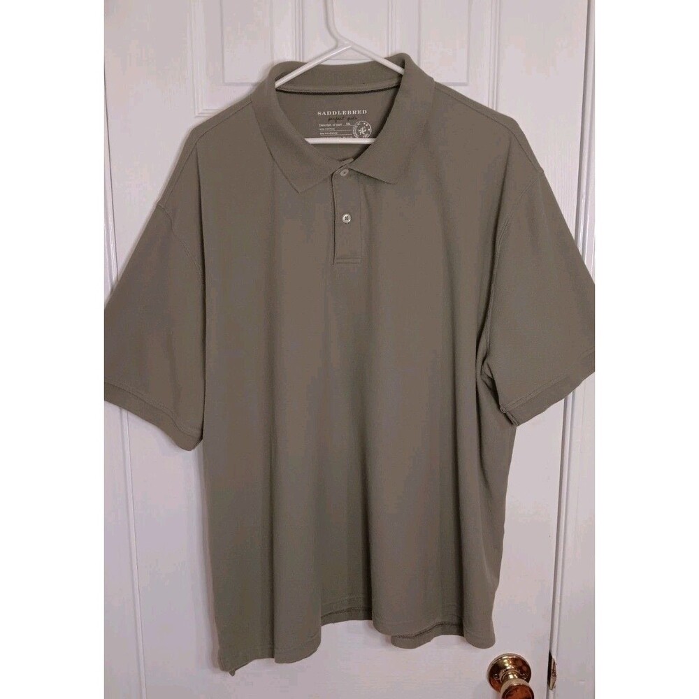 Men's Saddlebred Olive Green Polo Shirt Short Sleeve XXL